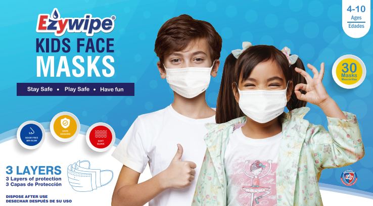 Ezywipe Kids Mask 30 Individually Wrapped, Super High Quality