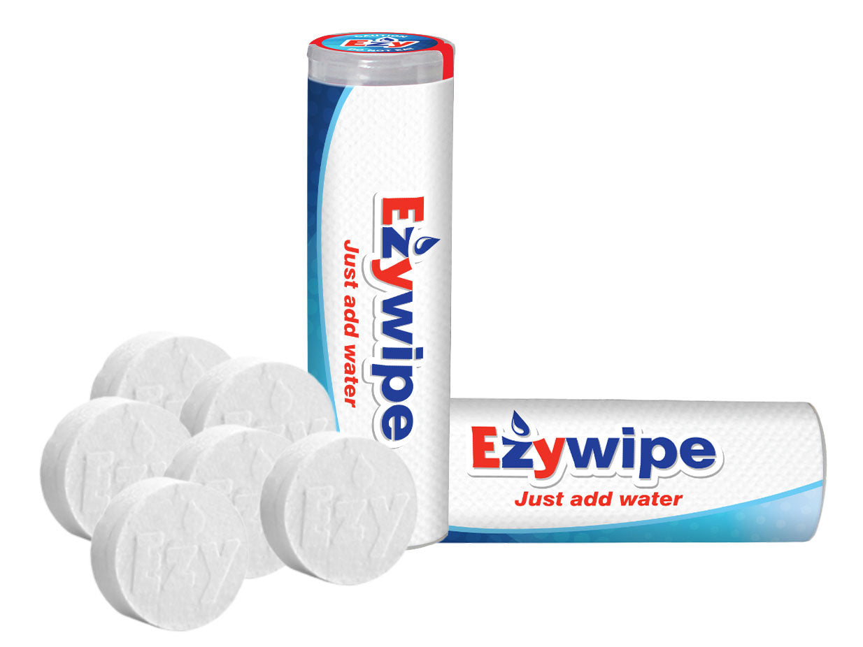 Ezywipe Waterproof Carrying Case Expandable 8 Wipes Reusable Coin Tissue for Travel, Camping, Cleansing, Hand Wipes -Super Absorbent- Hypoallergenic