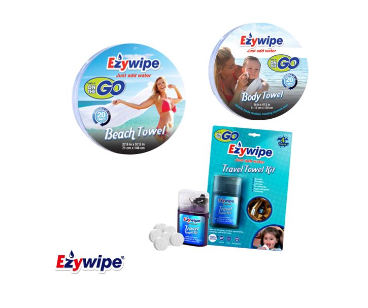 Ezywipe Travel Towels Bundle Camping, Sports & Beach Towel. Fast Drying - Super Absorbent - Ultra Compact. Great for Gym, Beach, Swimming, Backpacking